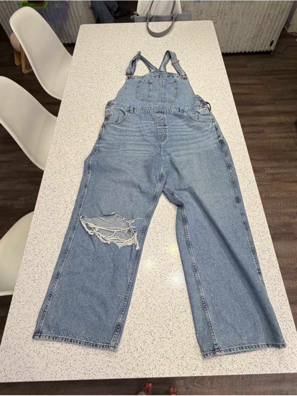 American Eagle Outfitters Baggy Dad Overalls Distressed